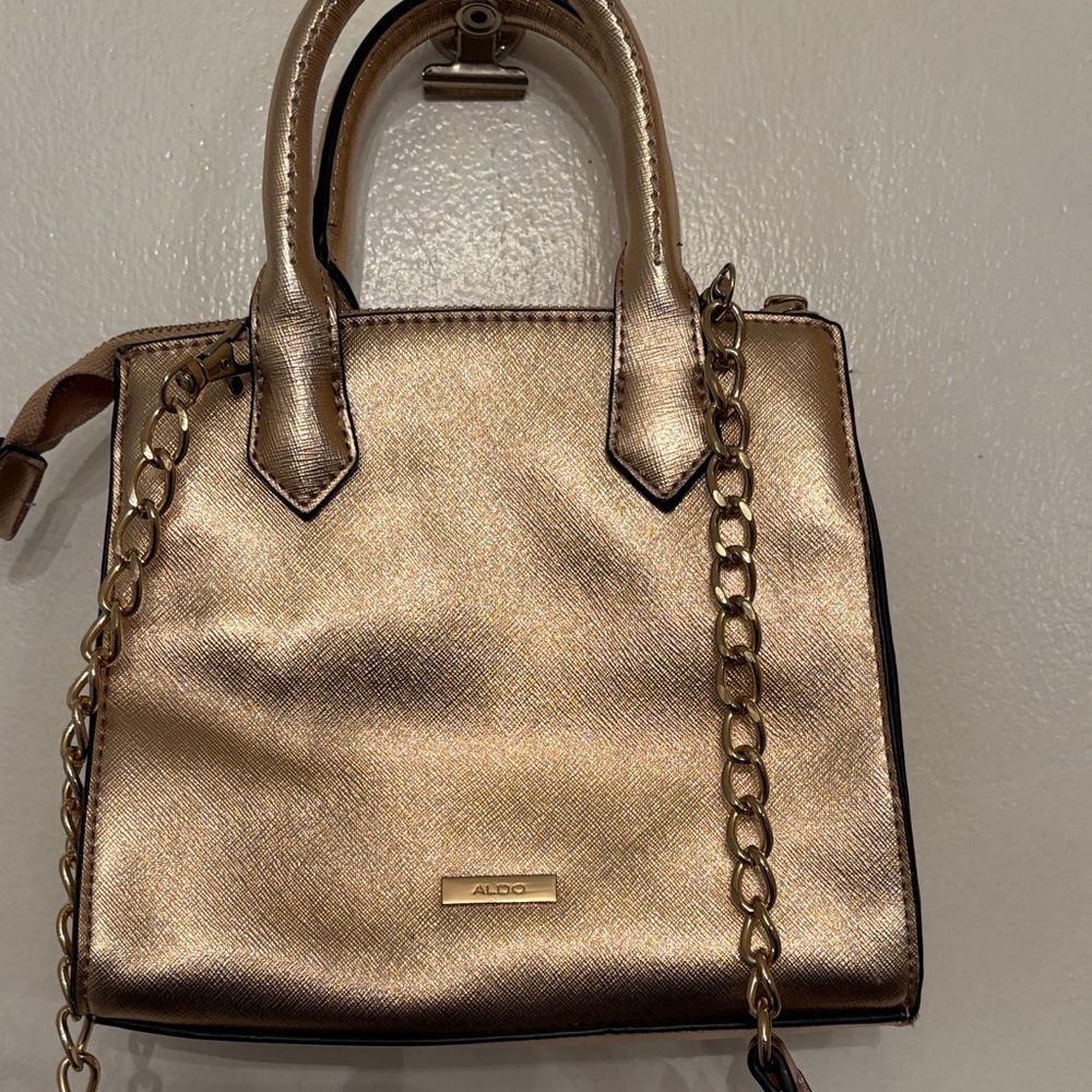 Aldo Metallic Rose Gold Crossover purse